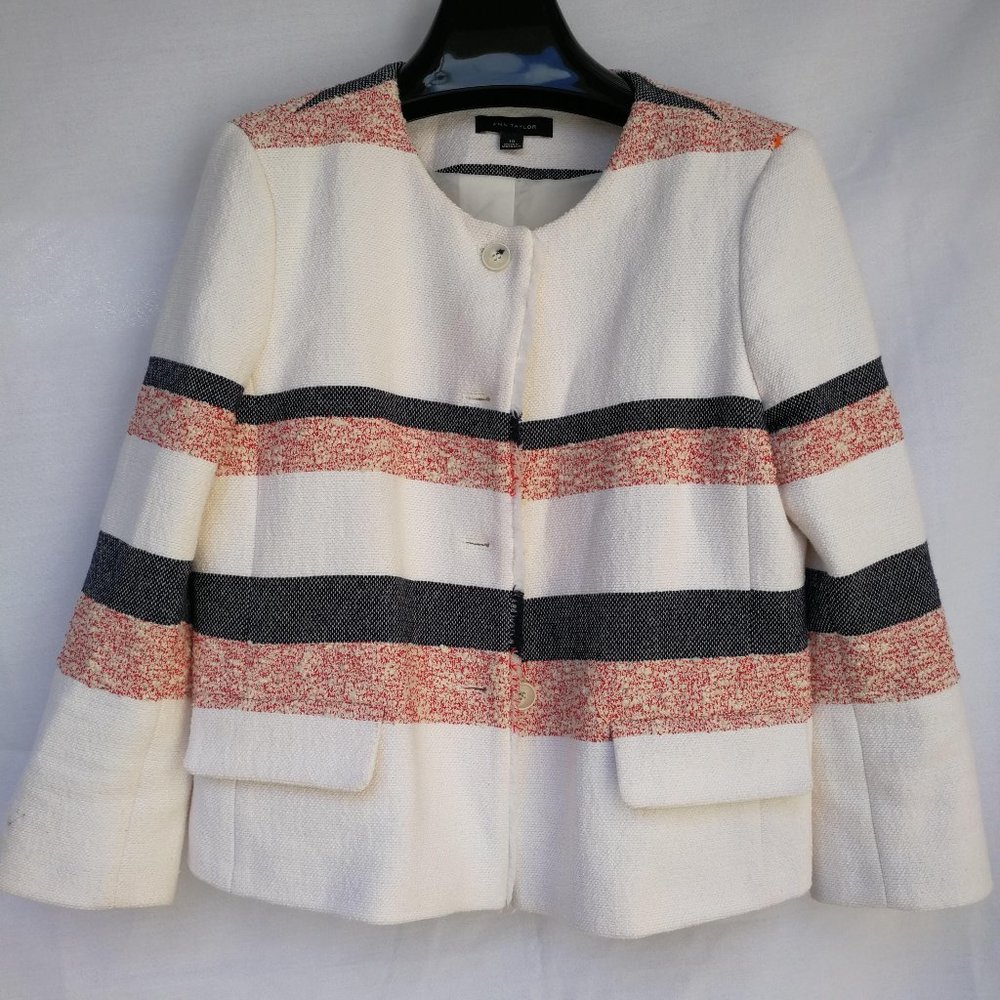 (Never Worn)ANN TAYLOR Jacket &Coat Women Size: 10/ Red &White